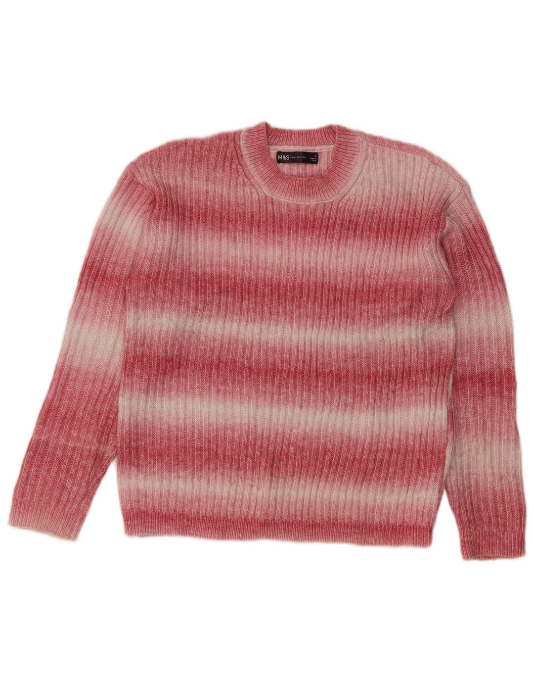 Marks & Spencer Dame sweater med rund hals DK 10 Lille lyserød stribet