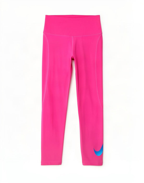 Nike Dame Dri Fit Grafiske Leggings UK 4 XS Pink Polyester