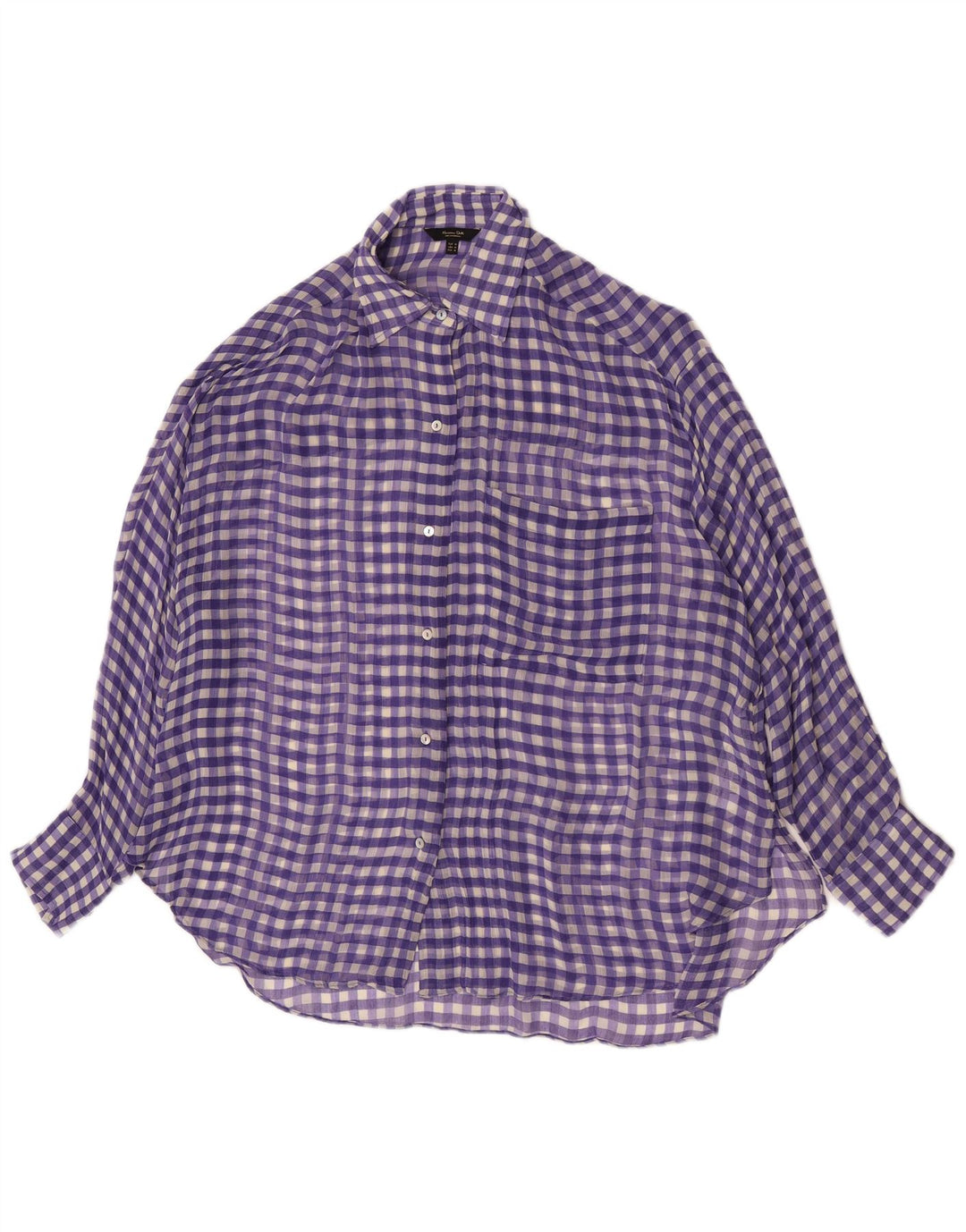 Massimo Dutti Dame Oversized skjortebluse UK 14 Medium Lilla Gingham