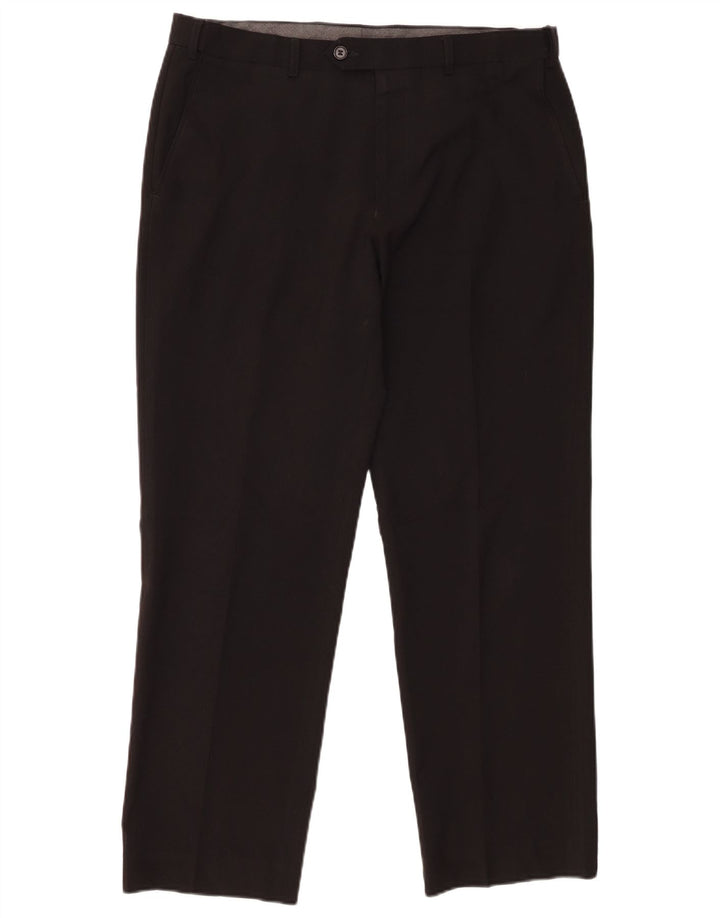 Marks & Spencer Herre Regular Fit Suit Bukser W34 L27 Sort polyester