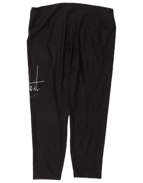 NIKE Dame Dri Fit Grafiske Capri Leggings UK 18 XL Sort Polyester