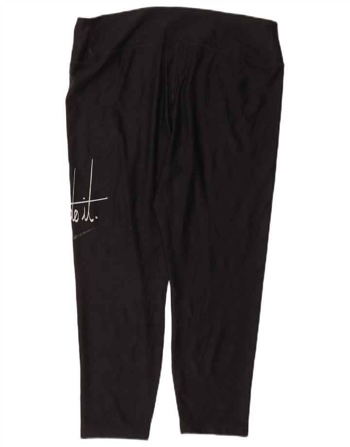 NIKE Dame Dri Fit Grafiske Capri Leggings UK 18 XL Sort Polyester