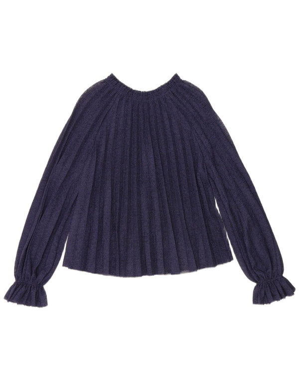 Zara Dame Langærmet Oversized Bluse Top UK 10 Small Navy Blue