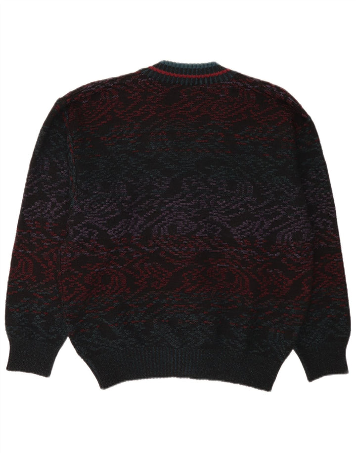 Vintage Herre Cardigan Sweater IT 50 Medium Flerfarvet Geometrisk