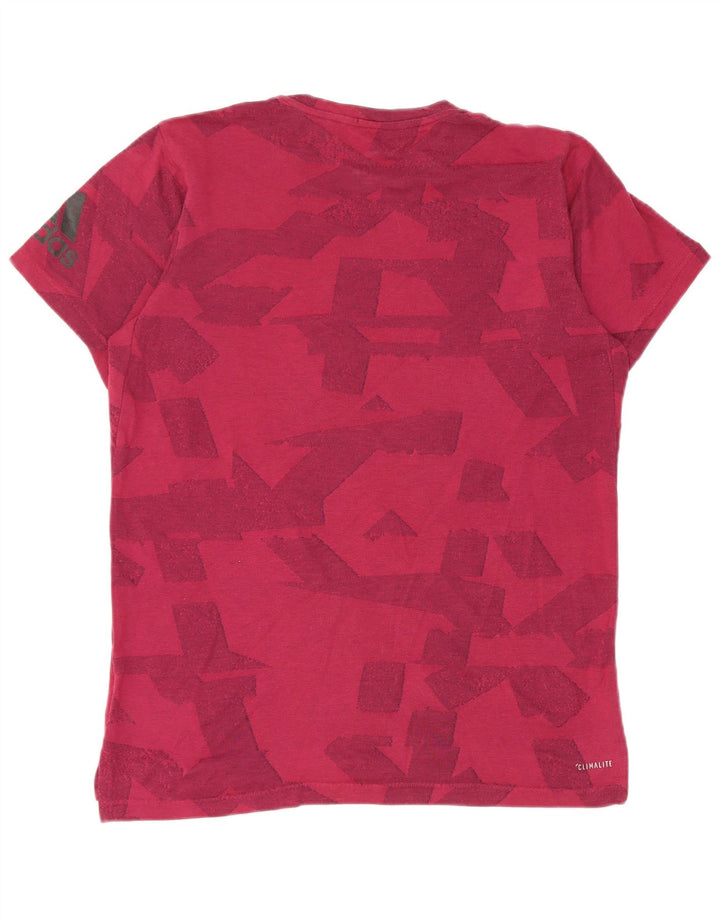 Adidas Herre Climalite Grafisk T-Shirt Top Medium Burgundy Geometric