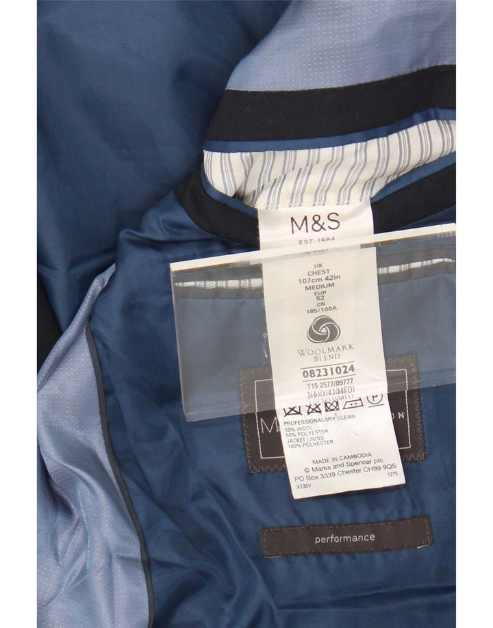 Marks & Spencer Herre 2-knaps blazerjakke UK 42 Stor marineblå uld