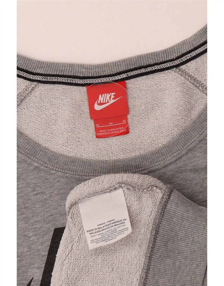 Nike Dame Grafisk Loose Fit Sweatshirt Jumper UK 14 Medium Grey Bomuld