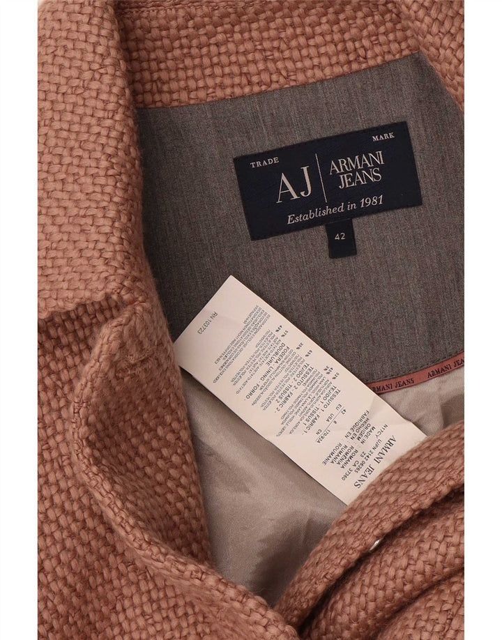 Armani Jeans Dame 4 Button Knit Blazer Jacket EU 42 Large Brown Acryl