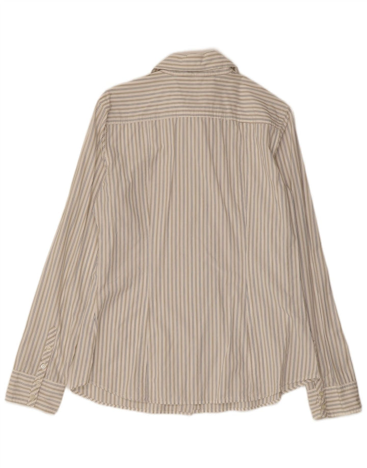 Benetton Dameskjorte UK 14 Stor Off White Stribet Bomuld