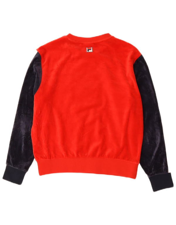 Fila Girls Graphic Velvet Sweatshirt Jumper 13-14 år Rød Colourblock