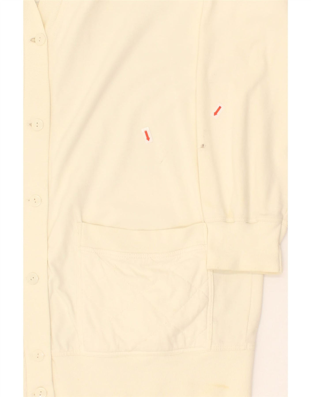 VINTAGE Womens Longline Graphic Cardigan Sweater EU 38 Medium Off White Vintage Vintage and Second-Hand Vintage from Messina Hembry 