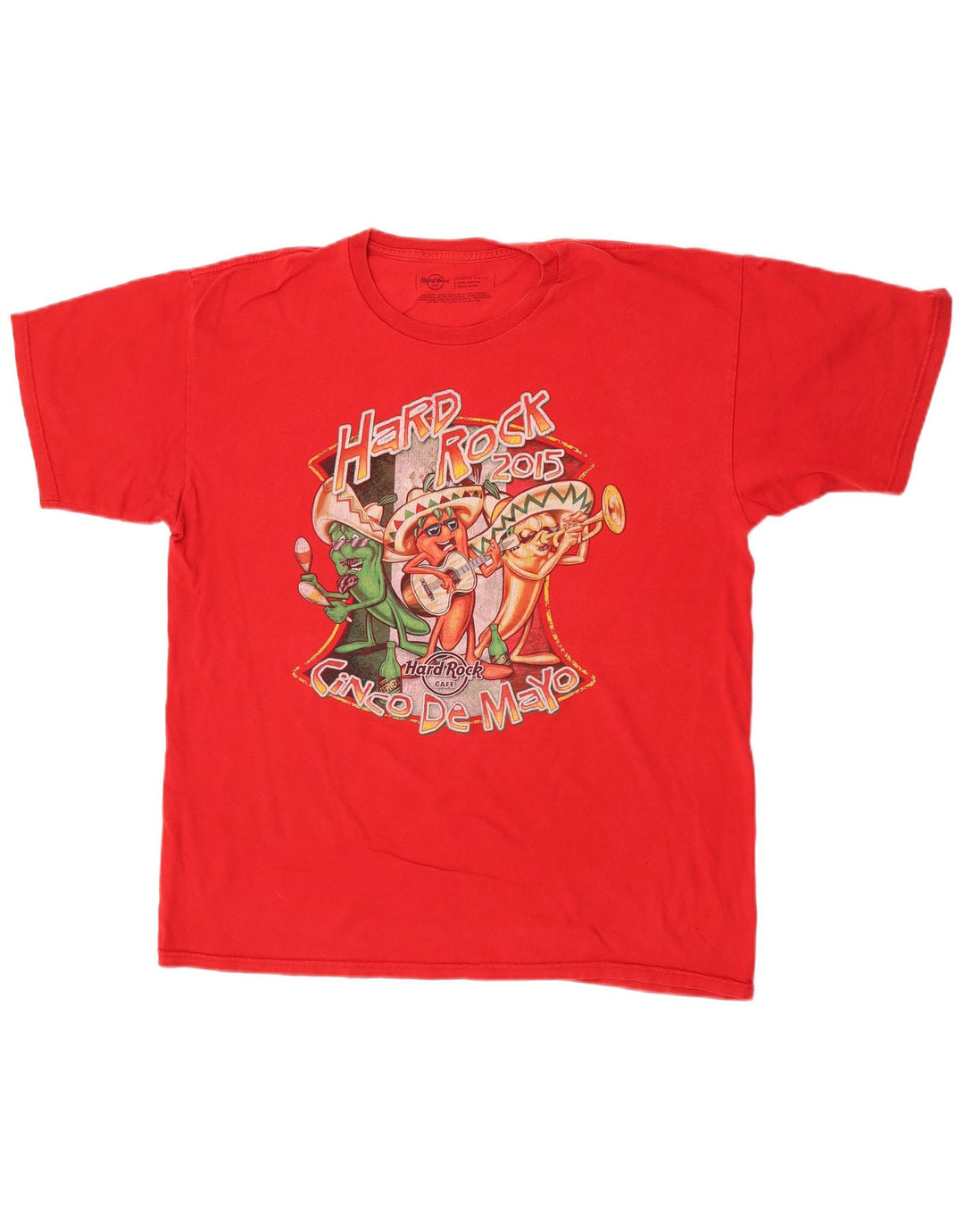 Hard Rock Cafe Herre Grafisk T-Shirt Top Stor Rød Bomuld