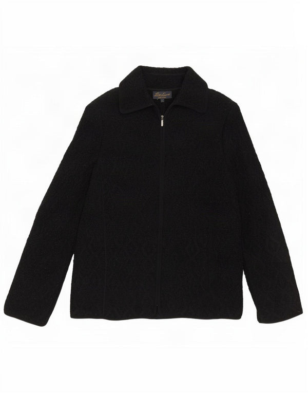 Luisa Spagnoli Dame Cardigan Sweater UK 16 Large Black Argyle/Diamond