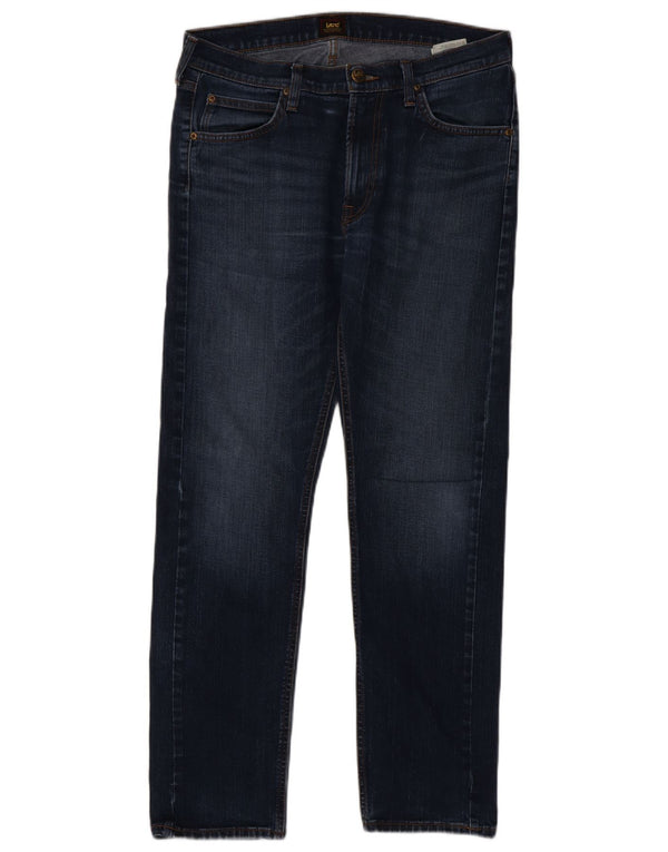 Lee Mens Daren Zip Fly Straight Jeans W33 L32 Marineblå Bomuld