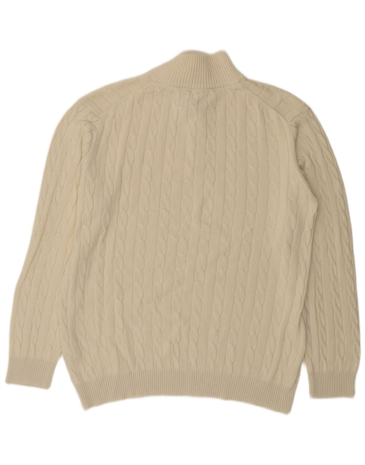 Gant Herre Button Neck Jumper Sweater 2XL Off White Bomuld