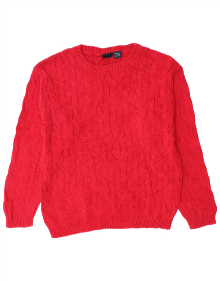 Izod Dame Boat Neck Jumper Sweater US 10/12 Medium Rød Bomuld