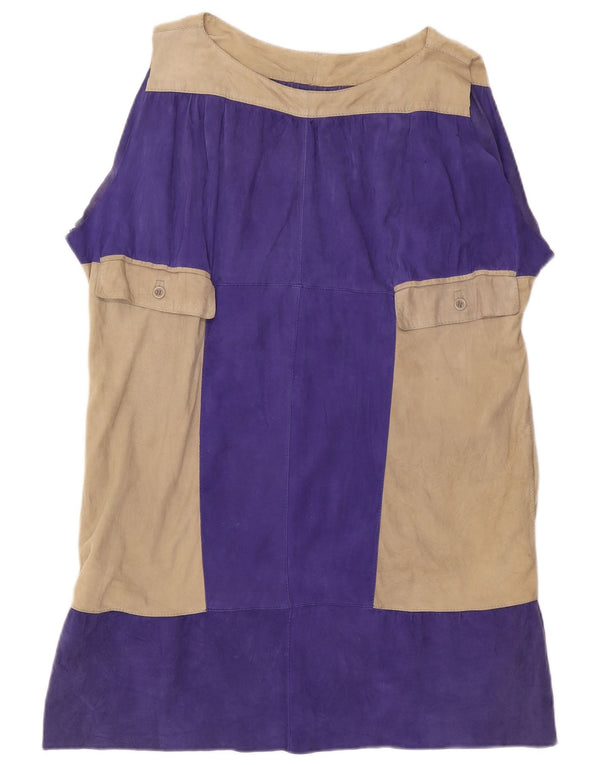 Vintage Womens Sleeveless Tunic Top UK 18 XL Purple Colourblock