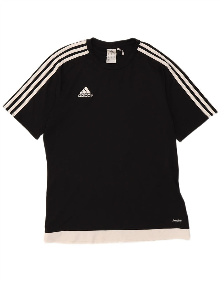 Adidas Herre Climalite T-Shirt Top Medium Sort Colourblock Polyester