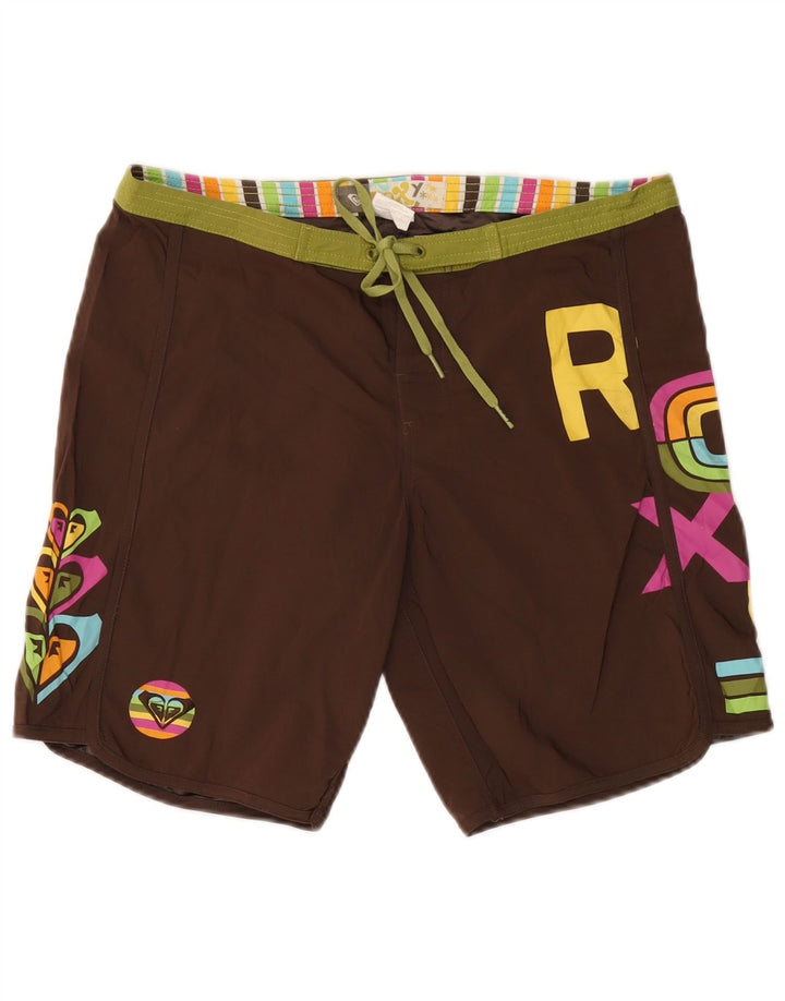 Roxy Womens grafiske svømmeshorts US 9 Large Brown Polyester