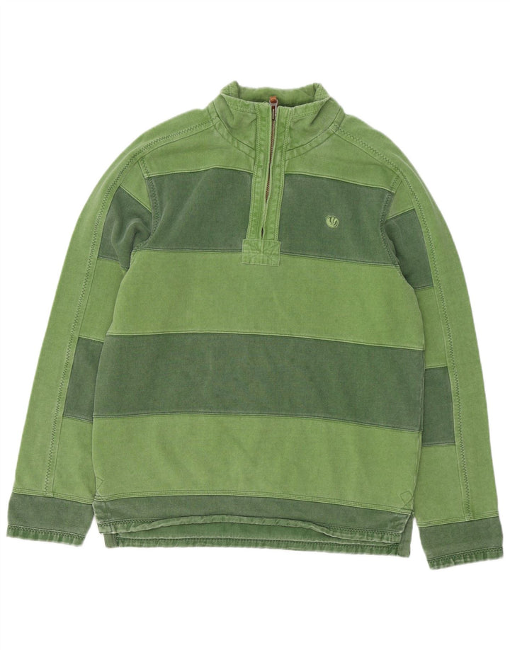 Fedt ansigt herre lynlås-hals sweatshirt jumper lille grøn stribet bomuld