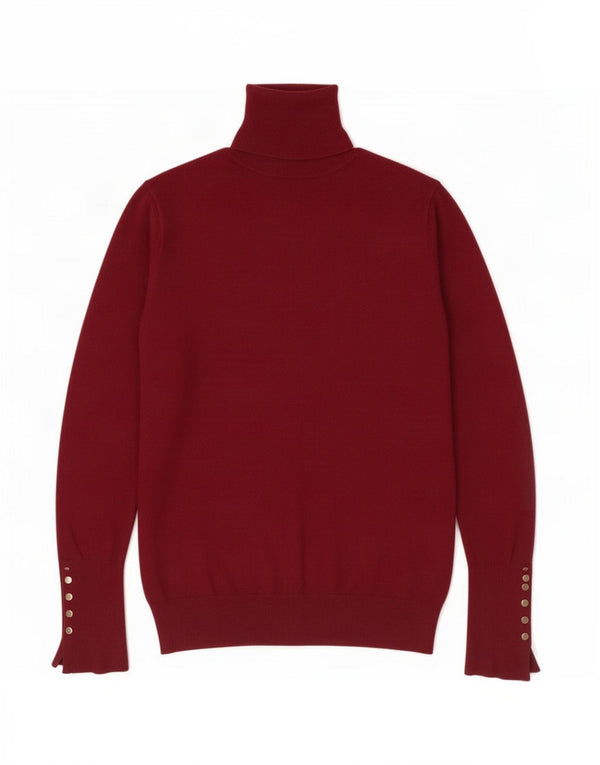 Zara Womens Roll Neck Jumper Sweater UK 12 Medium Burgundy