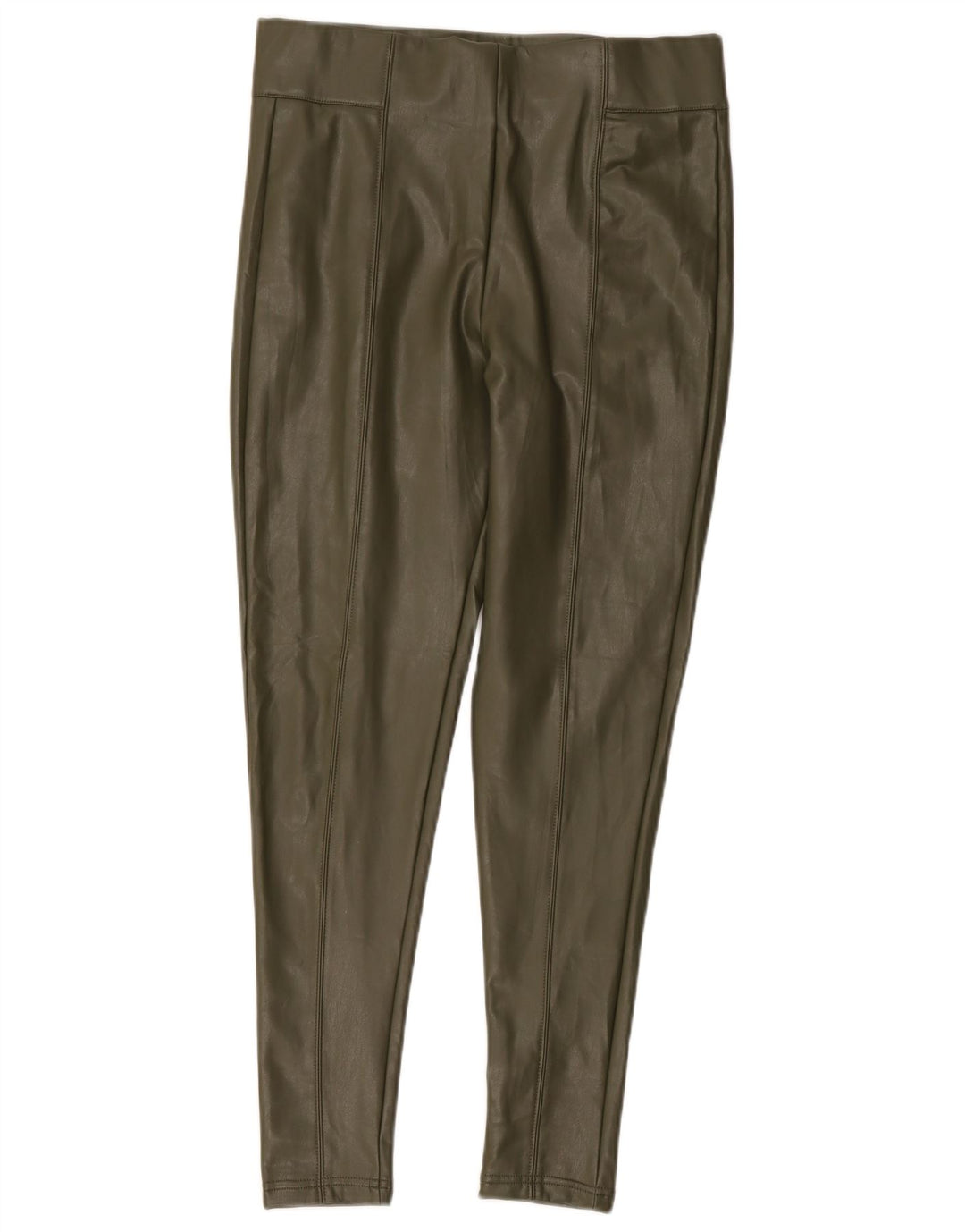 Marks & Spencer Dame imiteret læder Leggings UK 12 Medium Khaki Polyester