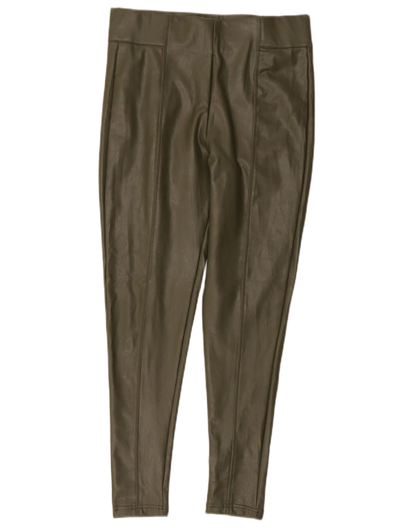 Marks & Spencer Dame imiteret læder Leggings UK 12 Medium Khaki Polyester