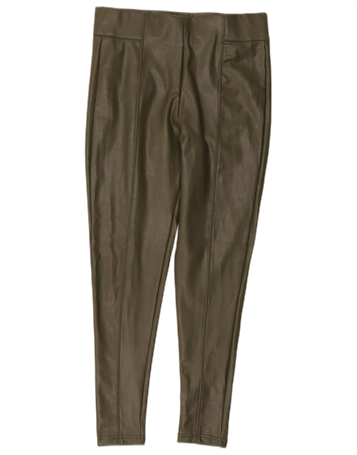 Marks & Spencer Dame imiteret læder Leggings UK 12 Medium Khaki Polyester