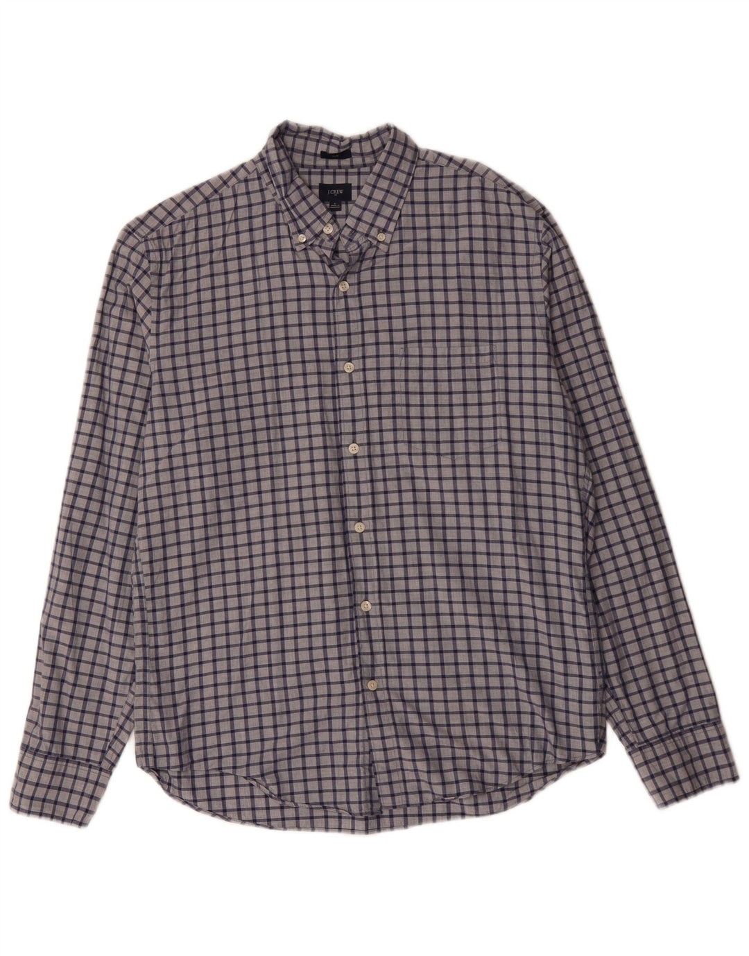 J. CREW Mens Slim Shirt Large Navy Blue Check Cotton