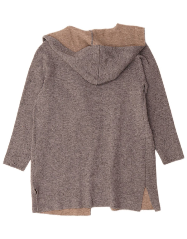 Zara Girls Longline, åben cardigantrøje med hætte 11-12 år Grå Viscose