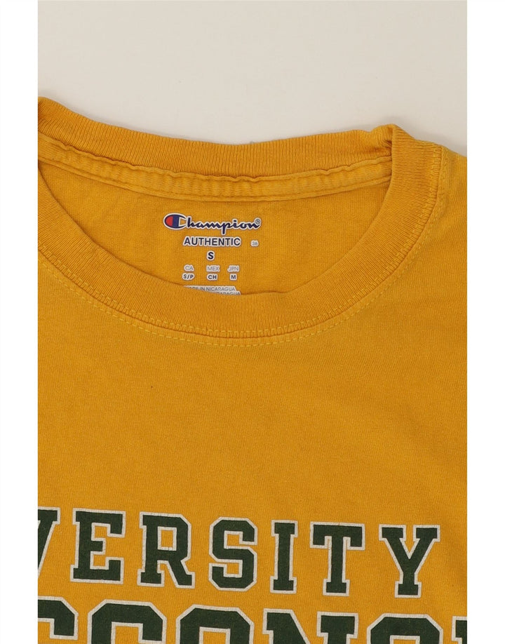 CHAMPION Mens Graphic T-Shirt Top Small Yellow Vintage Champion and Second-Hand Champion from Messina Hembry 