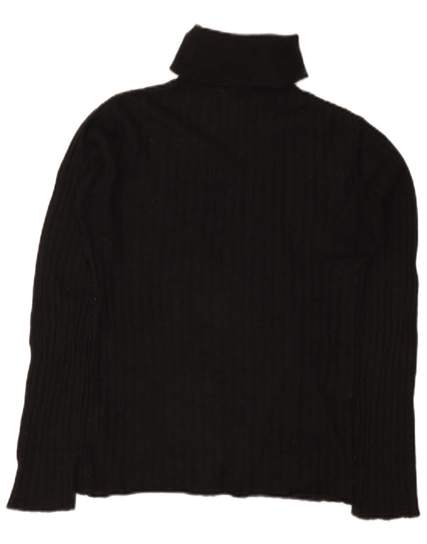 Zara Dame Roll Neck Jumper Sweater UK 12 Medium Sort Nylon