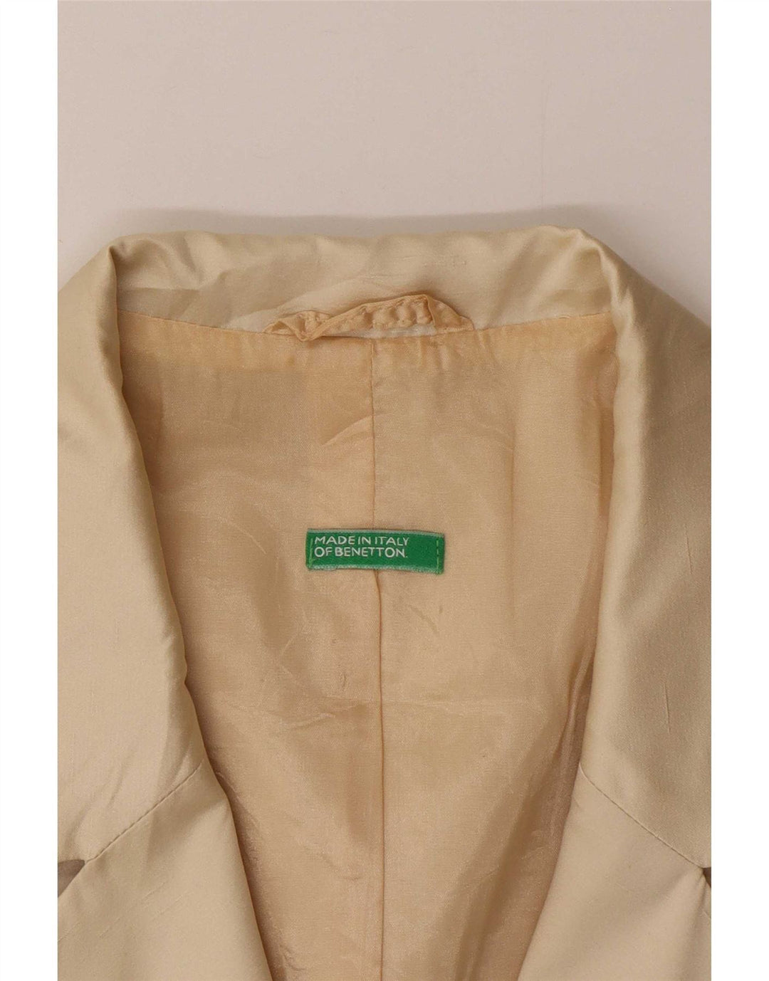 Benetton Womens Crop 3-knaps blazerjakke IT 44 Medium Beige Polyester