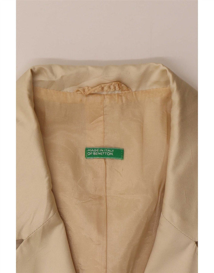 Benetton Womens Crop 3-knaps blazerjakke IT 44 Medium Beige Polyester