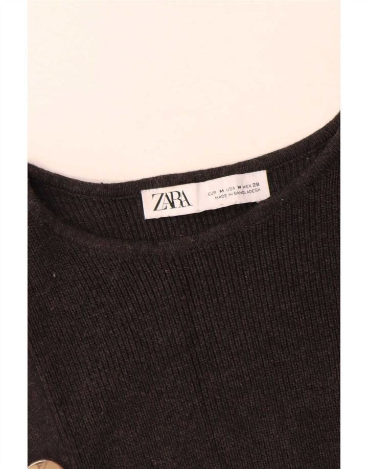 Zara Dame Boat Neck Jumper Sweater UK 12 Medium Grey Bomuld