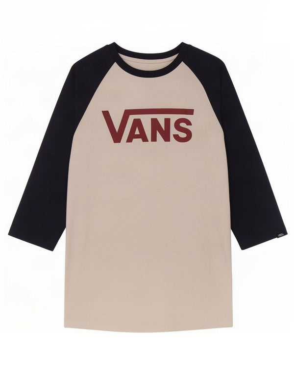 Vans Mens Slim Fit Top 3/4 Sleeve Medium White Colourblock Cotton