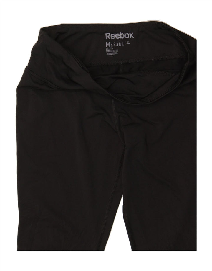 REEBOK Womens Capri Leggings UK 12/14 Medium  Black Polyester Vintage Reebok and Second-Hand Reebok from Messina Hembry 