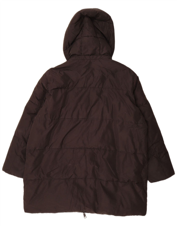 Zara Herre Hætte Oversized Polstret Frakke UK 14 Medium Sort Polyester
