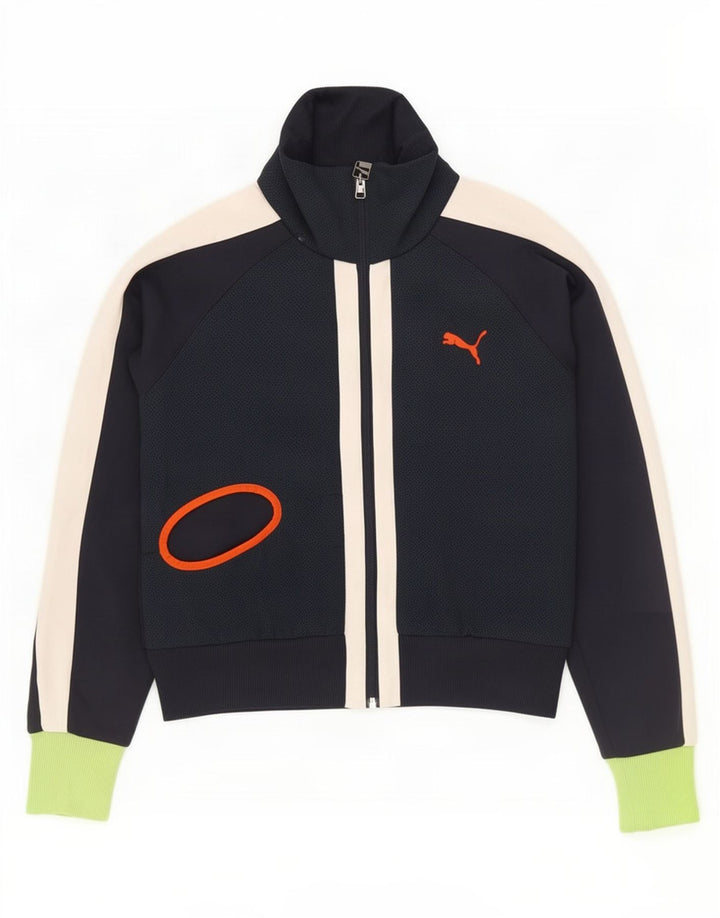 Puma træningsdragt topjakke til kvinder UK 10 Small Navy Blue Colourblock