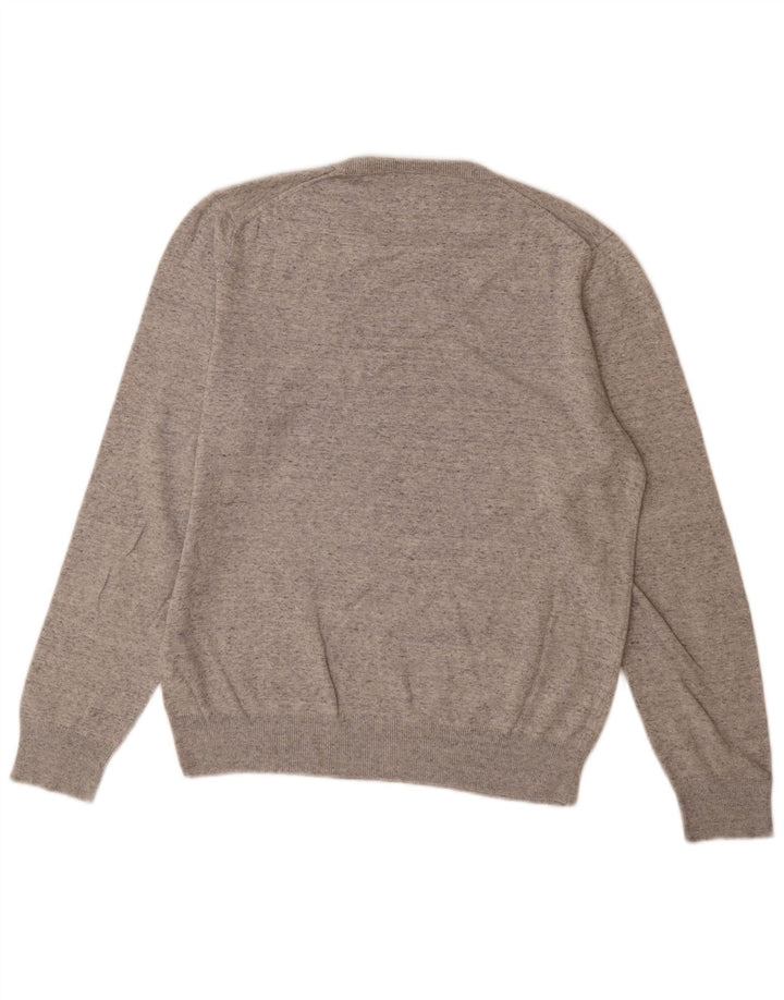 Marks & Spencer Herre sweater med rund hals, stor grå flækket bomuld