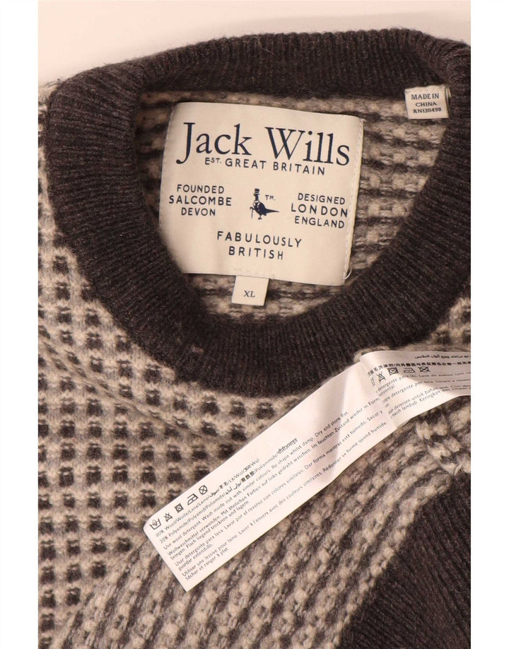Jack Wills Herre Crew Neck Jumper Sweater XL Grå Flecked Wool