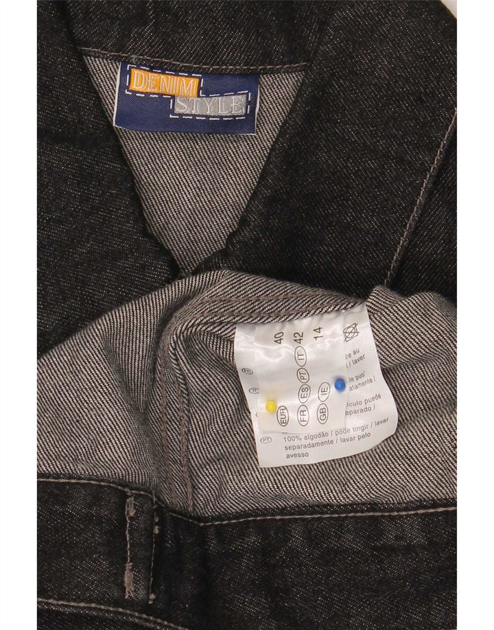 Denim Style Dame Denim Jacket UK 14 Stor Sort Bomuld