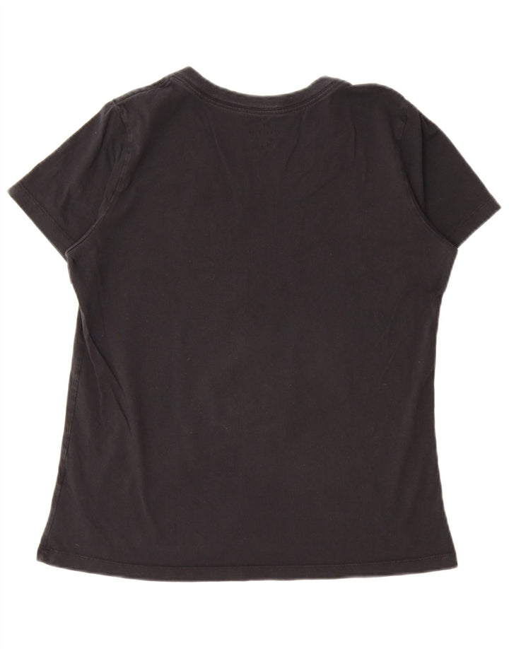 Nike Dame T-Shirt Top UK 14 Medium Sort Bomuld