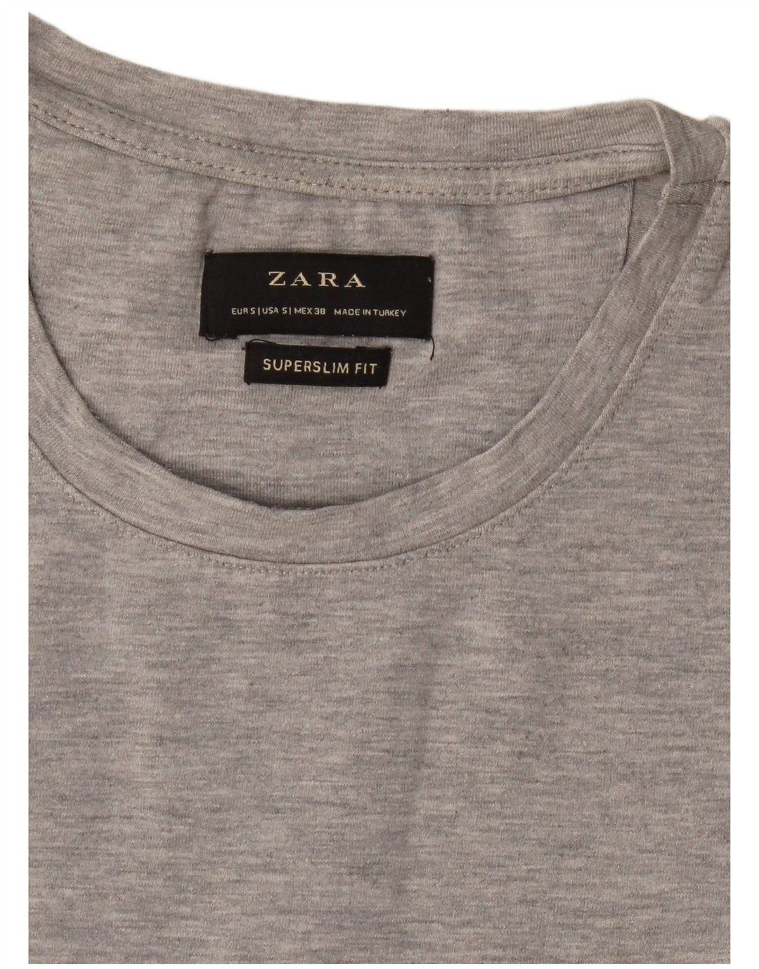 Zara Herre Super Slim Fit T-Shirt Top Lille Grå Flecked