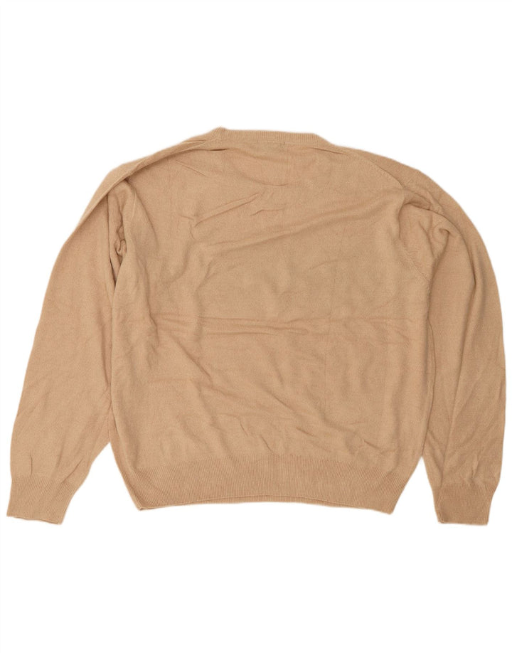 DOCKERS Herre sweater med rund hals XL Beige stribet polyakryl