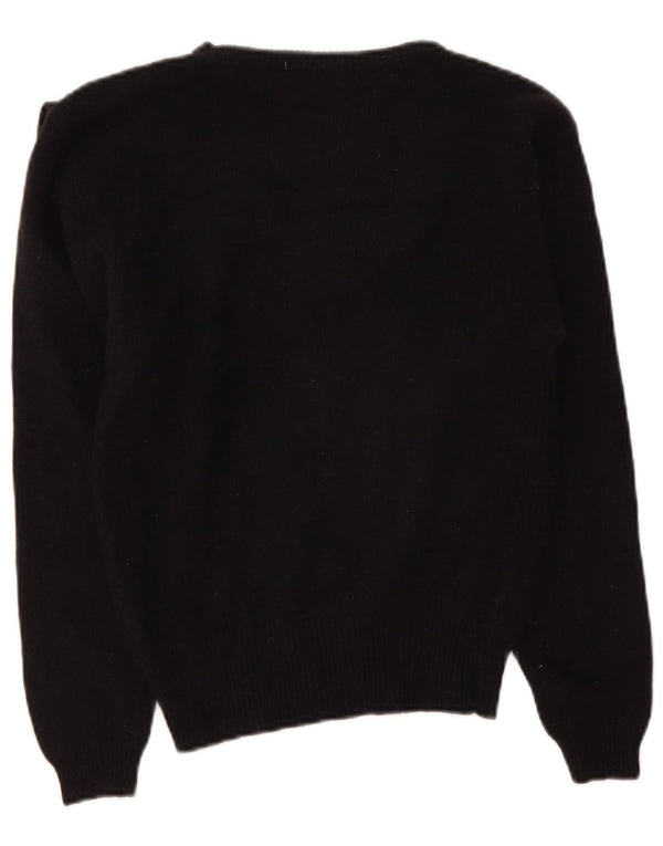 Vintage Dame V-hals sweater UK 10 Small Black