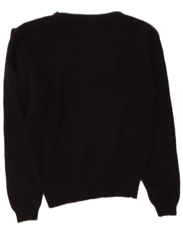 Vintage Dame V-hals sweater UK 10 Small Black