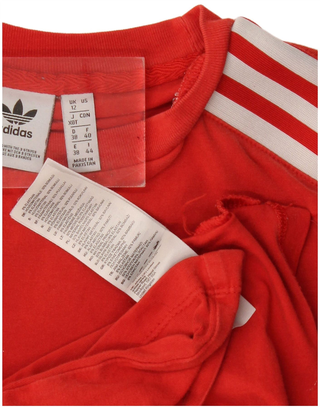 Adidas Dame T-Shirt Top UK 12 Medium Rød Bomuld