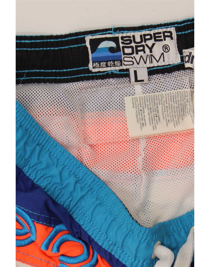 Superdry Herre grafiske almindelige svømmeshorts Stor blå farveblok