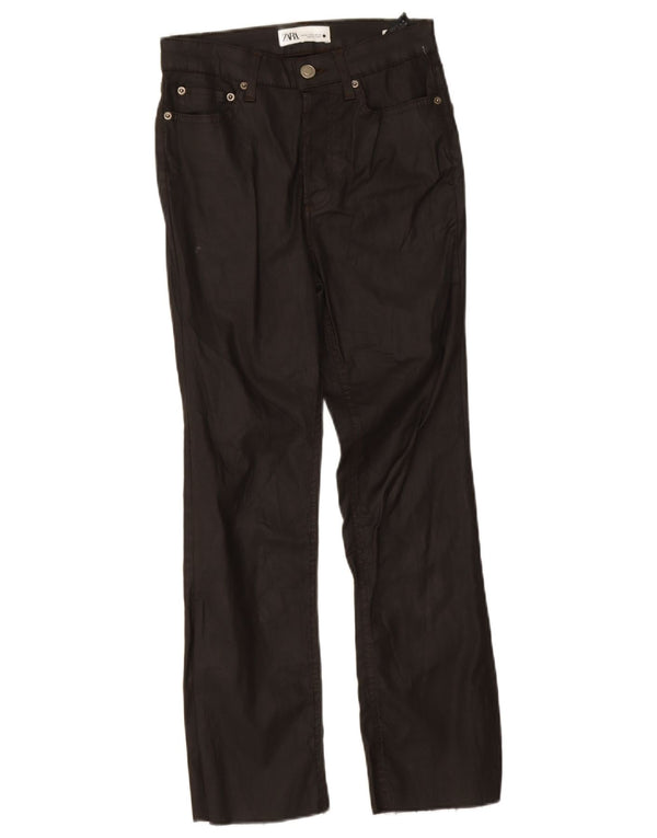 Zara Voksede lige fritidsbukser til kvinder EU 34 2XS W24 L25 sort bomuld